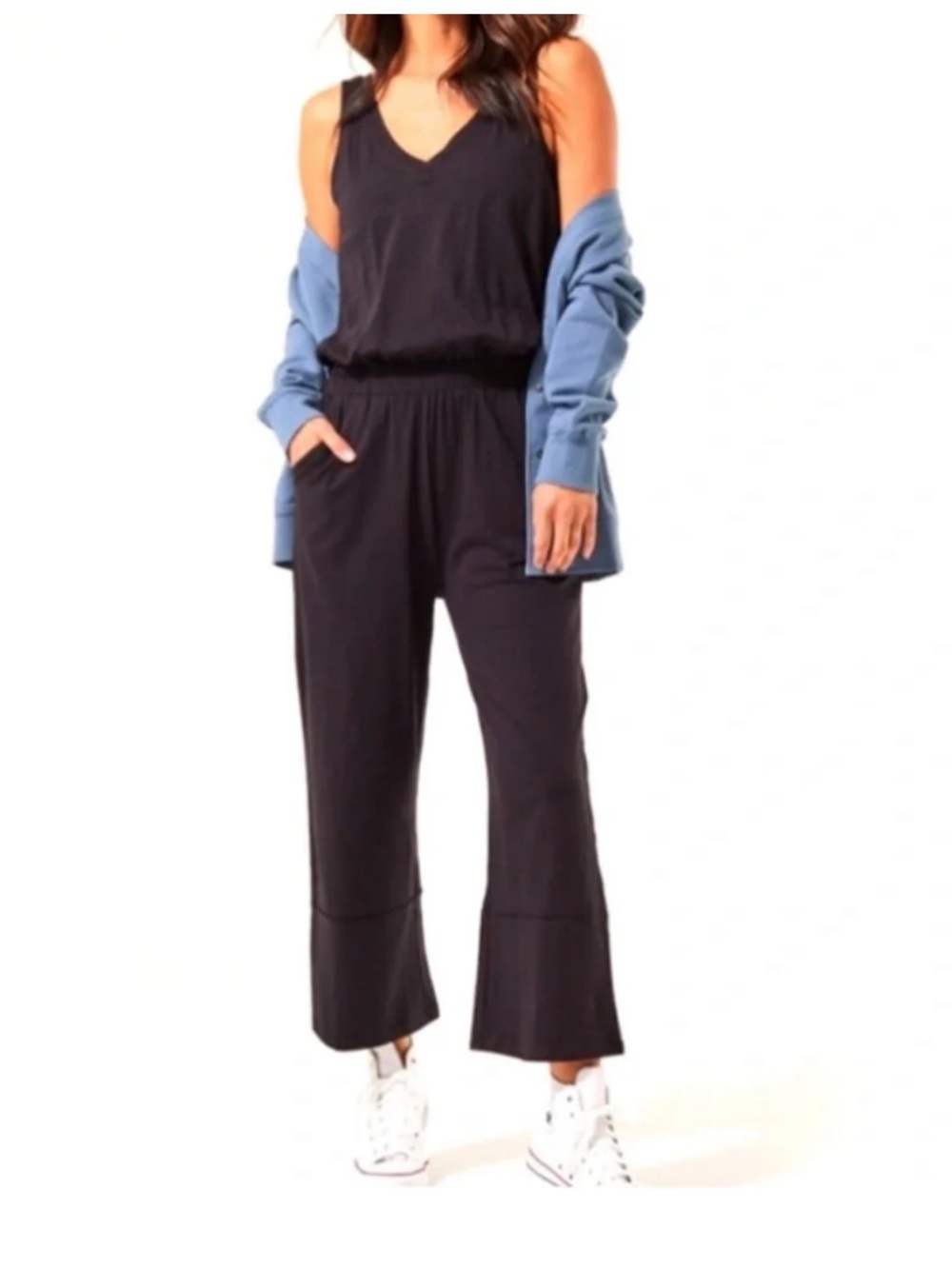 Pact Organic Cotton Revive Black Wide Leg Jumpsuit